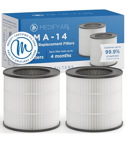 Medify MA-40 Filtre de Rechange Original Allergènes, Fumée, Poussière, Odeurs, Pollen, Squames d'Animaux | 3 en 1 avec Préfiltre, HEPA H13 et Charbon Actif pour Élimination de 99,9% | 1 Unité Medify MA-40 Filtre de Rechange Original Allergènes, Fumée, Poussière, Odeurs, Pollen, Squames d'Animaux | 3 en 1 avec Préfiltre, HEPA H13 et Charbon Actif pour Élimination de 99,9% | 1 Unité