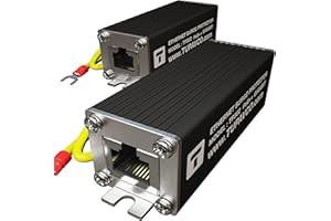 Ethernet Surge Protector (2 Pack) Gigabit PoE++ (154W/3.2A) Mounting Flange (Gas Discharge Tube) Metal Shielded RJ45 Lightning Suppressor LAN Network CAT5/CAT6 Thunder Arrestor 1000 Mbps Tupavco TP302