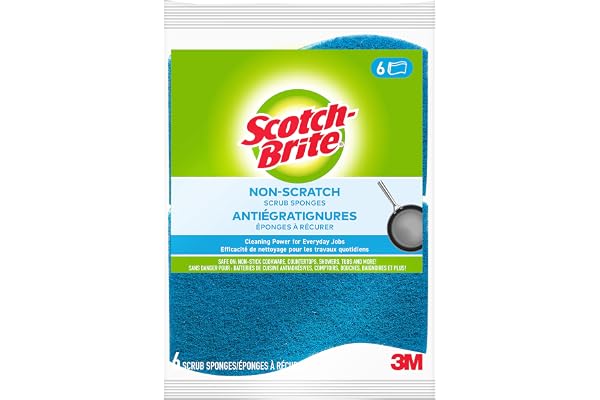 Scotch-Brite Scrub Sponge, 6 Pack, Non Scratch, Multipurpose Sponges for Dishes ,Garage,Outdoor, Kitchen