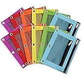 Blue Summit Supplies Pencil Pouches, Bulk Pencil Pouch 12 Pack in Assorted Colors for Storing School Supplies, Writing Utensils, and more, Cloth Zipper Pouches for 3 Ring Binders, 12 Count