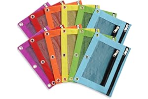 Blue Summit Supplies Pencil Pouches, Bulk Pencil Pouch 12 Pack in Assorted Colors for Storing School Supplies, Writing Utensils, and more, Cloth Zipper Pouches for 3 Ring Binders, 12 Count