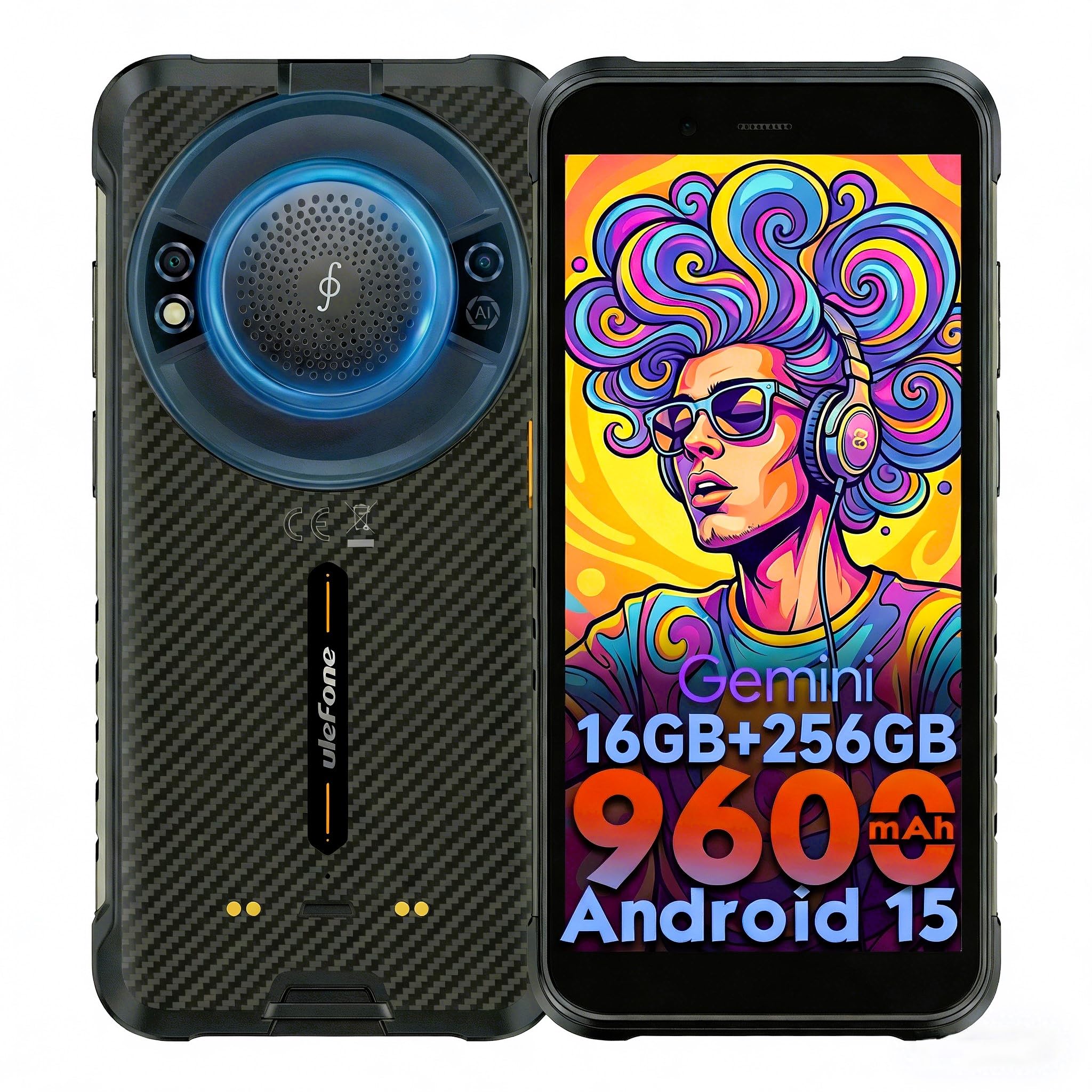 Ulefone RugKing Outdoor Smartphone Android 15, 16GB+256GB/2TB, 9600 mAh IP68&IP69K Baustellen Handy, 50MP Kamera, 128dB Lautsprecher, 5,99" Display, AI Outdoor Handy, 4G Dual SIM/OTG/NFC/GPS