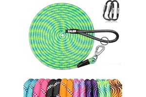 ZALER Long Dog Leash, 50 feet 30ft 20ft 15ft 10ft Dog Training Lead, Heavy Duty Check Cord Recall Leash for Dogs Training, Playing, Camping, or Backyard (20FT, Blue Green)