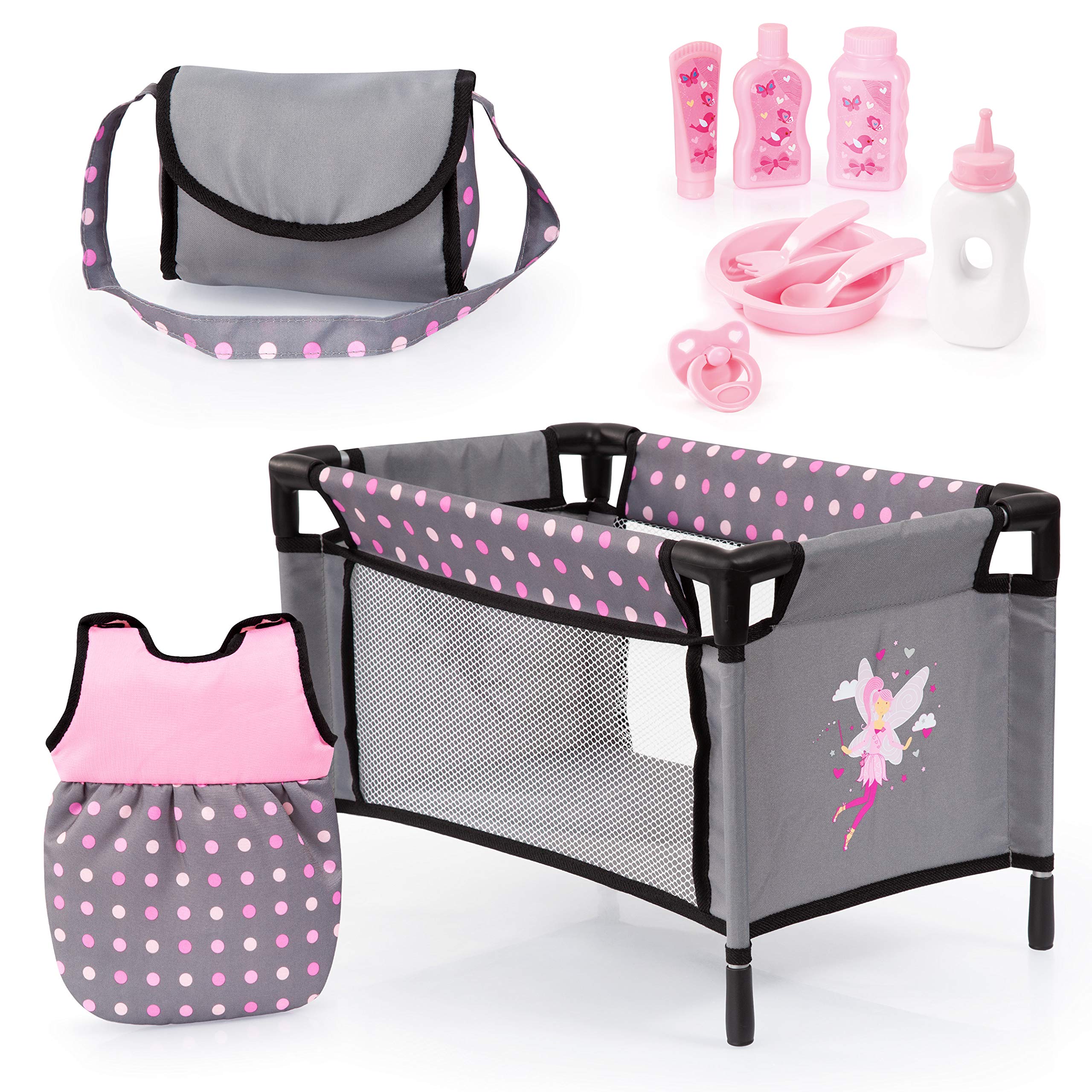 Bayer Design 61766AB Doll bed, bag, sleeping bag and accessories - play set for dolls - for girls and boys, 3+ age