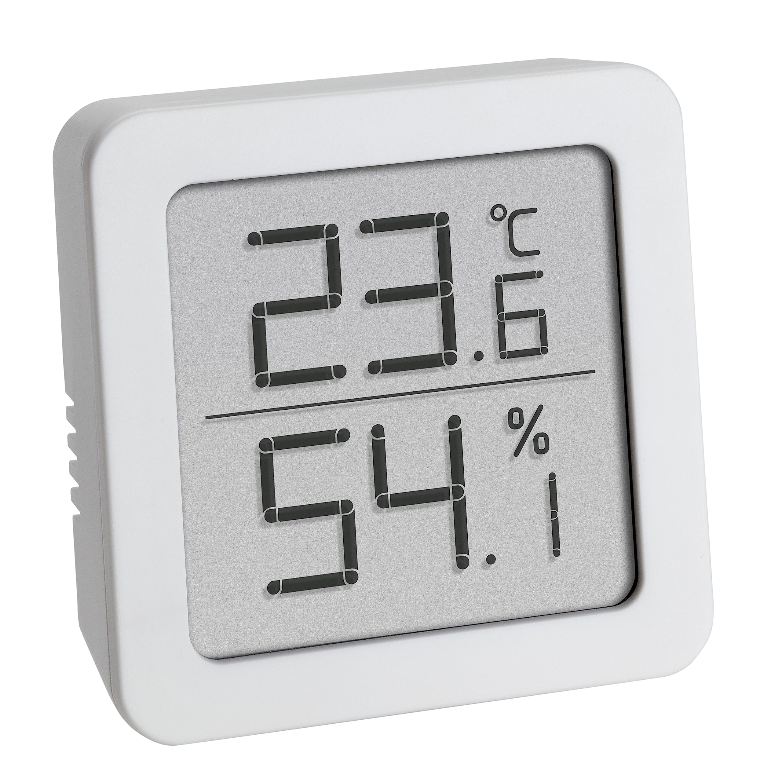 TFA Dostmann Digital Thermo-Hygrometer 30.5051.02 for Standing or Hanging, Room Climate Control, Humidity Meter, Indoor Space, Mould Prevention, White, 61 x 20 x 61 mm