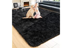 Noahas Large Fluffy Black 5x8 Area Rugs for Living Room Bedroom,Thick Shag Throw Rug,Big Soft Shaggy Bedside Non-Slip Plush Dorm Nursery Kids Carpet