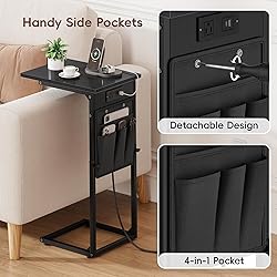 Vagusicc C Shaped End Table with Charging