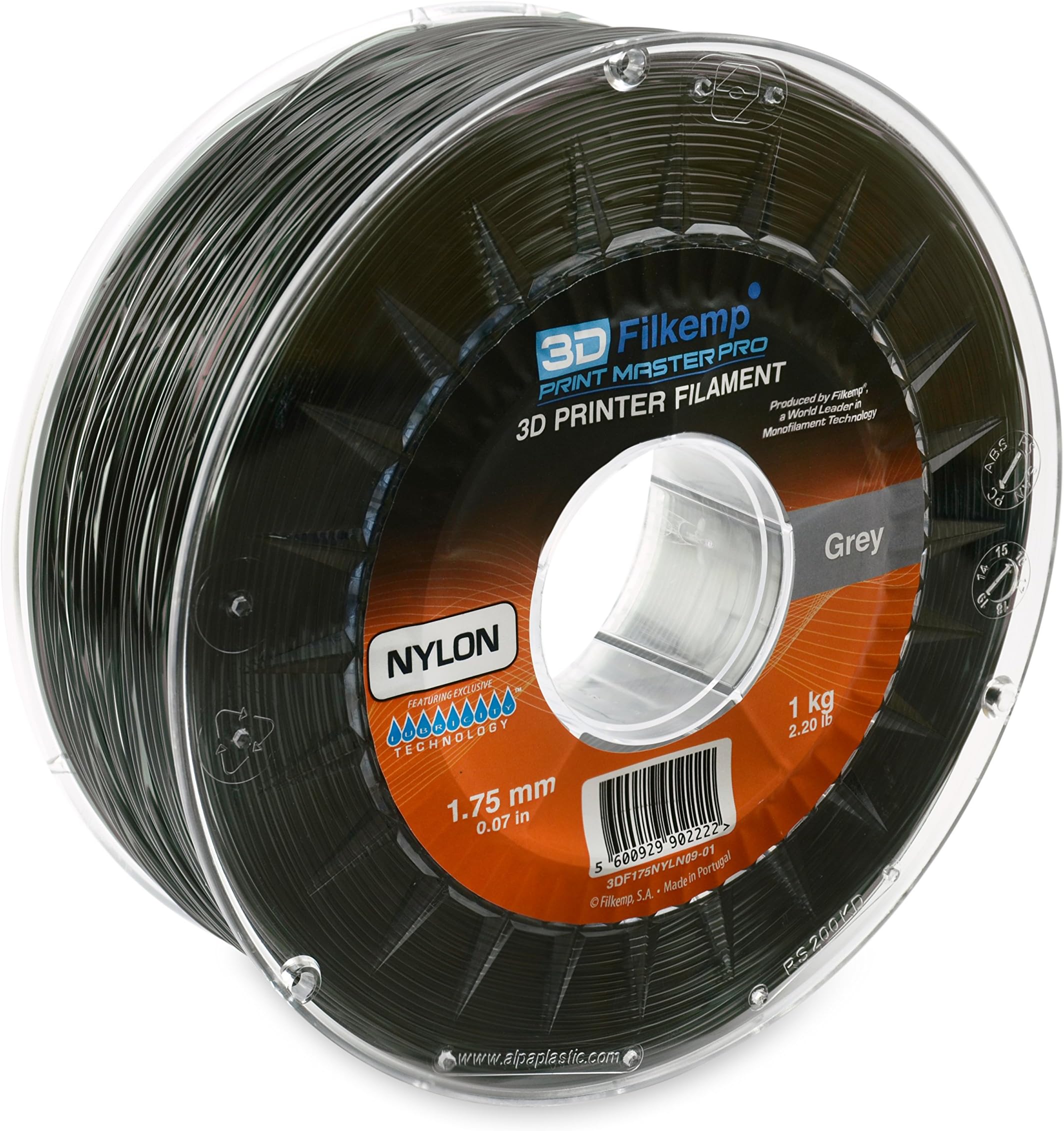3D Filkemp Print Master Pro 3DF175NYLN09-01 Nylon 3D Printer Filament, Spool, 1.75 mm Diameter, Grey