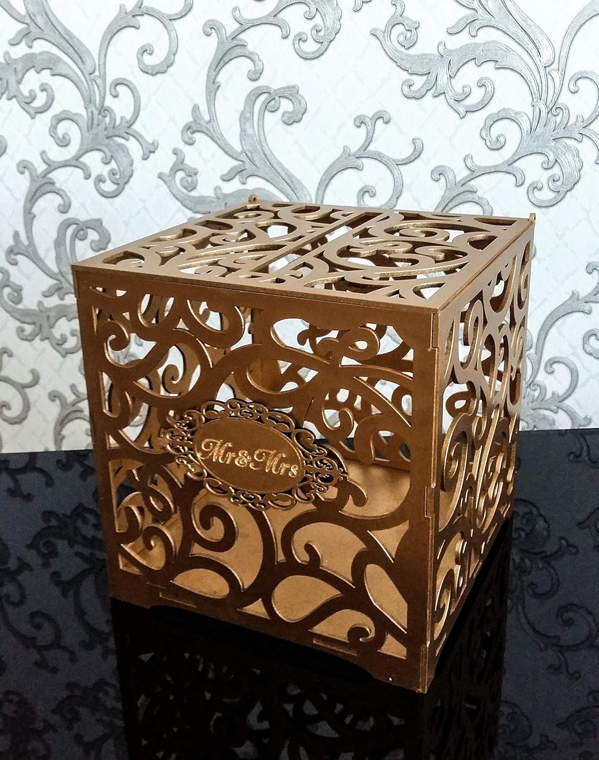 Amazon Com Gold Gift Card Box For Wedding Wooden Card Box Wedding Envelope Box Wedding Money Box Wedding Card Holder Handmade