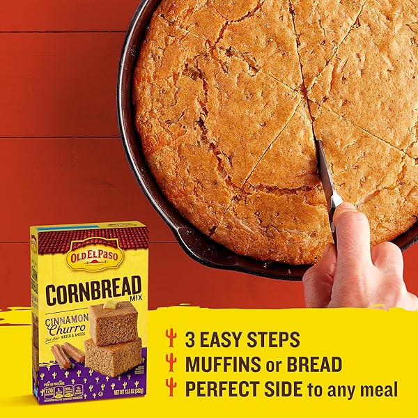 OLD EL PASO CORNBREAD MIX, CINNAMON CHURRO, BAKING MIX, 13.5 OZ