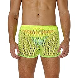 FIROTTII Mens Mesh Shorts Sexy Boxers See Through
