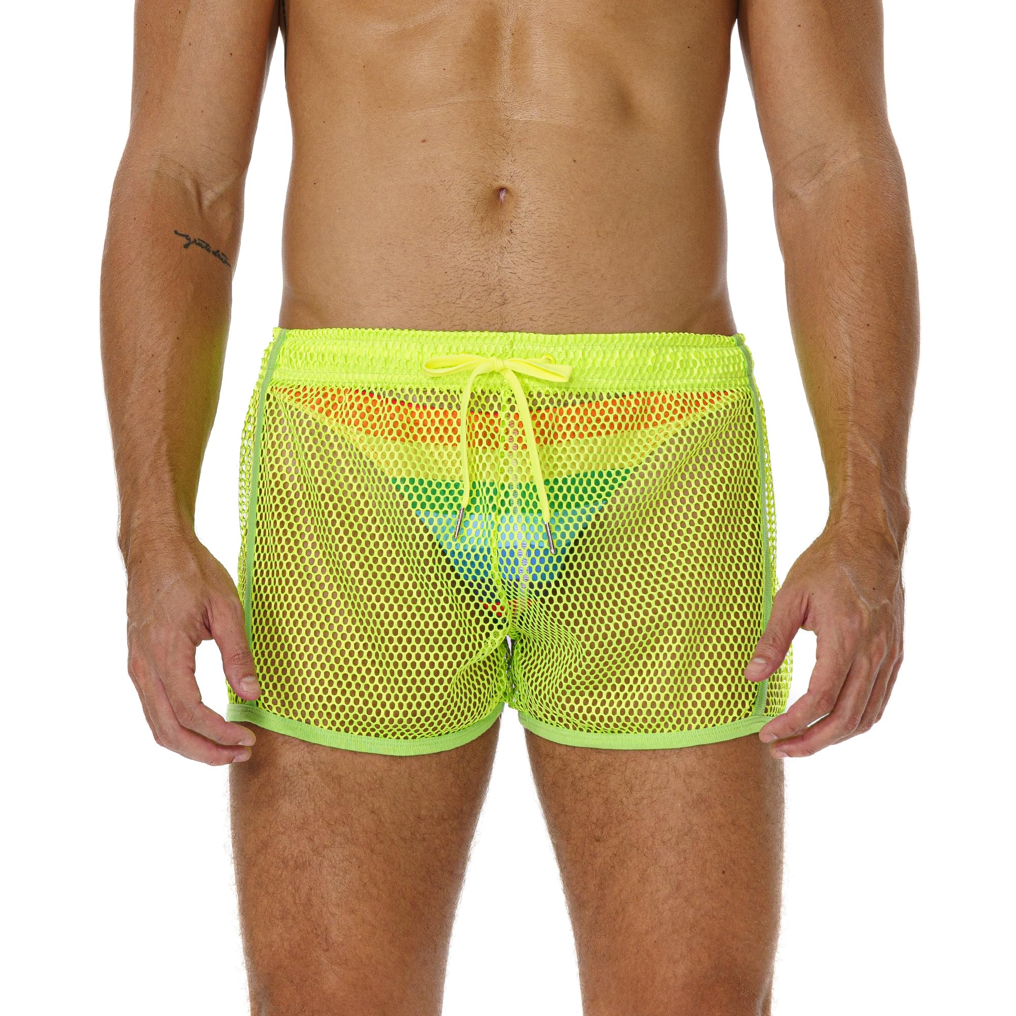 FIROTTII Mens Mesh Shorts Sexy Boxers See Through