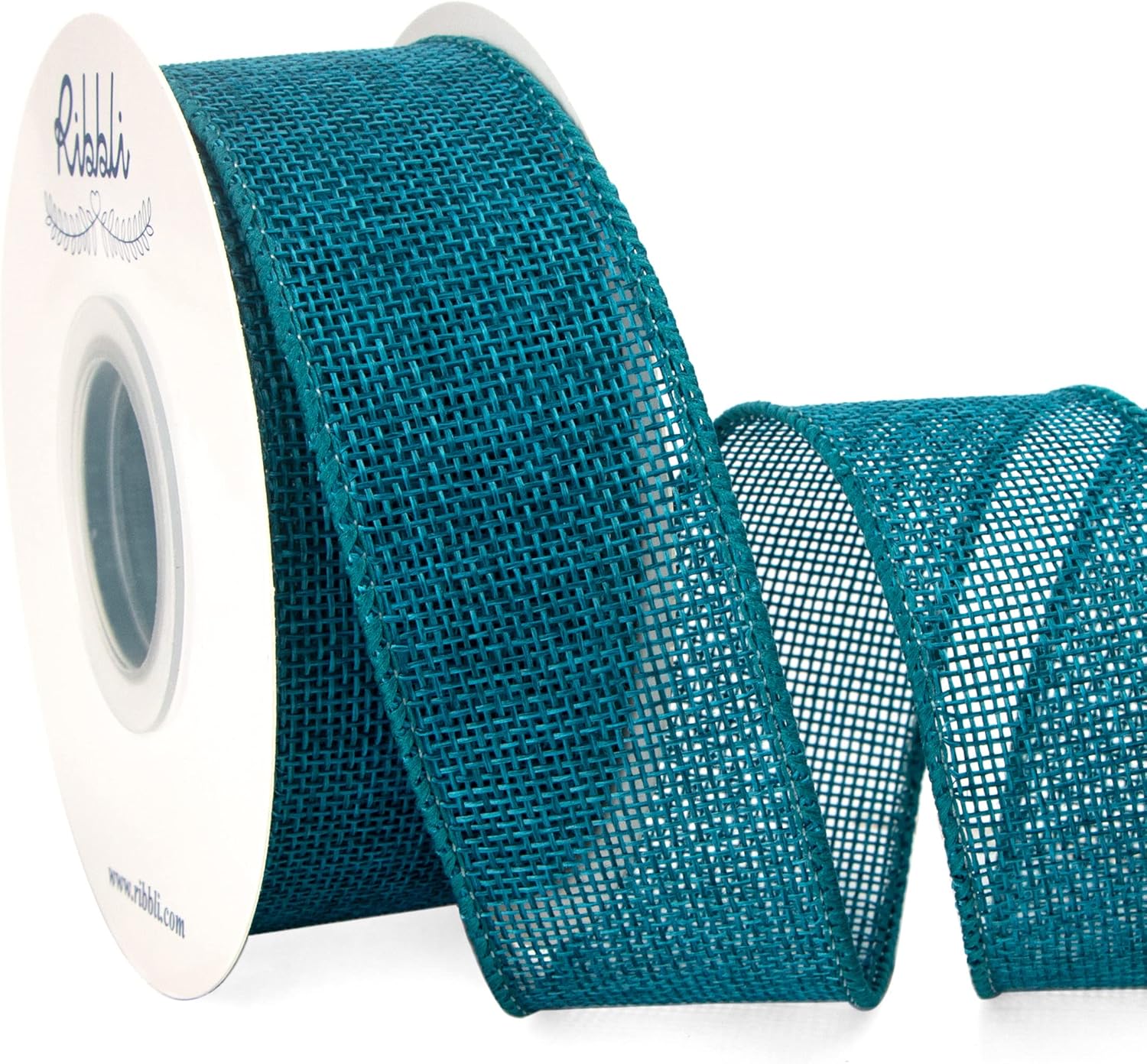 Bows & Ribbons - Ribbli Turquoise Green/Teal Burlap Wired Ribbon,1-1/2 Inch x 10 Yard, Wired Edge Ribbon for Big Bow,Wreath,Tree Decoration,Outdoor Decoration