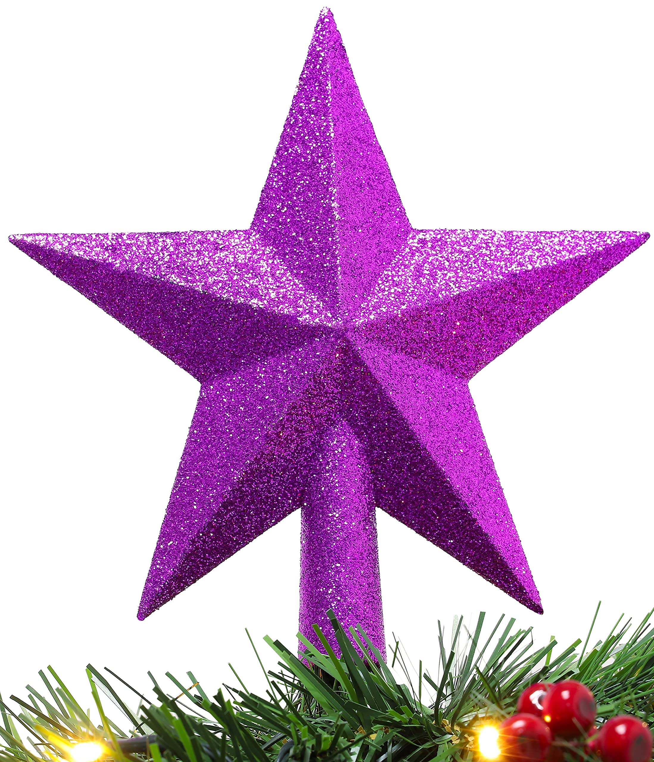 Christmas Concepts® 200mm (8") Glitter Tree Top Star Decoration – Christmas Tree Topper (Purple)