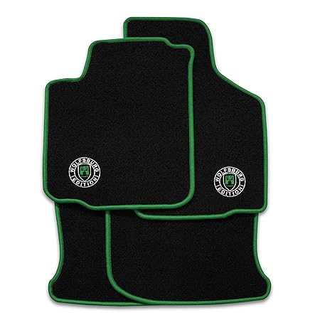 Eight Tec Handelsagentur ETQ300WOB0839 Fußmatten mit Bestickung Wolfsburg Edition Velours Schwarz in Grün