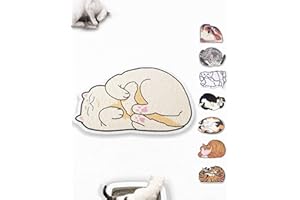 Lukamoo® Cute Cat Litter Mat (32’’X24’’), Extra-Large/XL, for Kitty Litter & Cute Cat Litter Box, Cat Accessories for Indoor Cats, Litter Trapping Mat (White Cat)