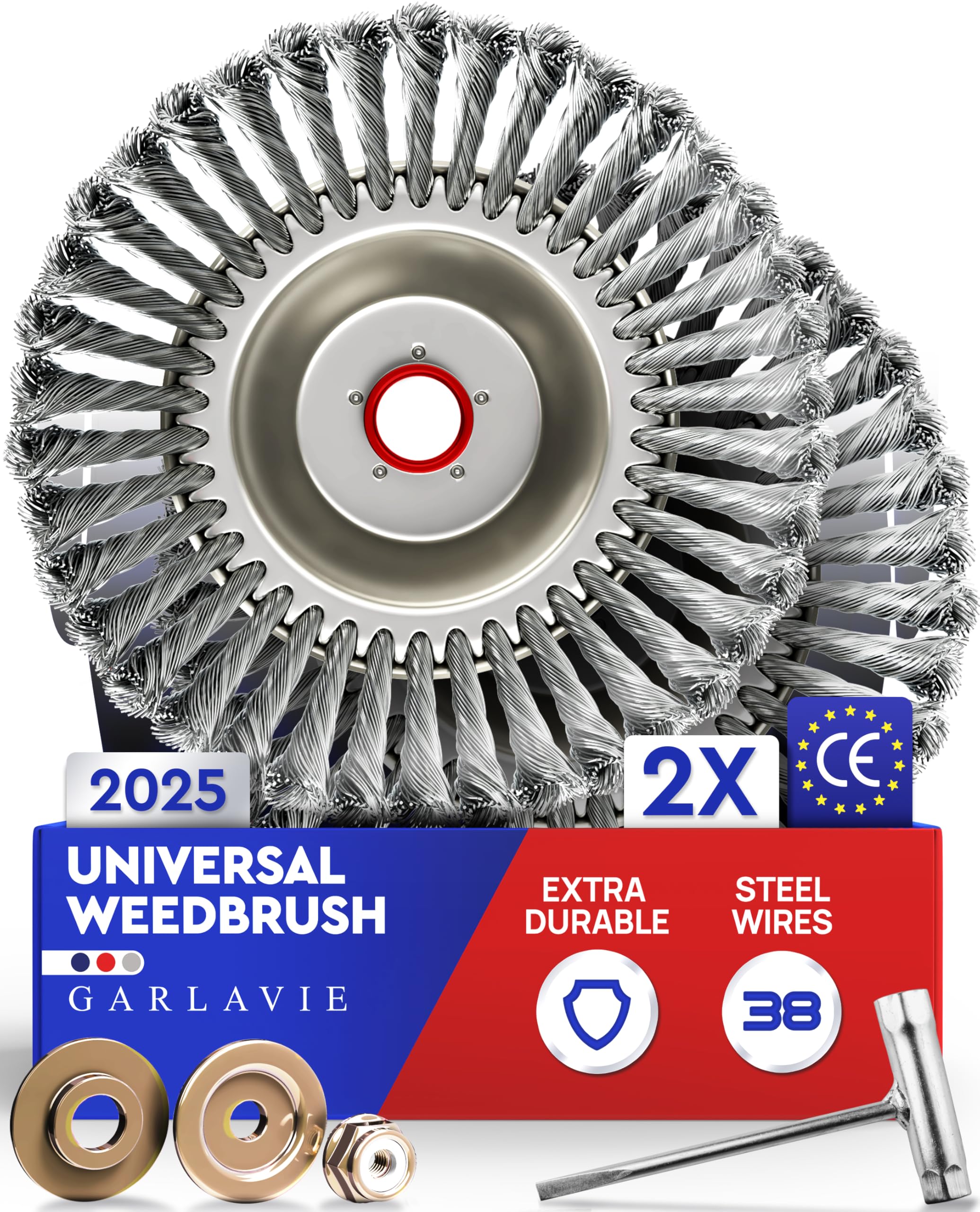 Garlavie 2 x Universal Brush Cutter Heads 8" 20.3 mm Gauge - High-end Brushcutter - Effective Foam Removal - Universal Brushcutter Brush Head