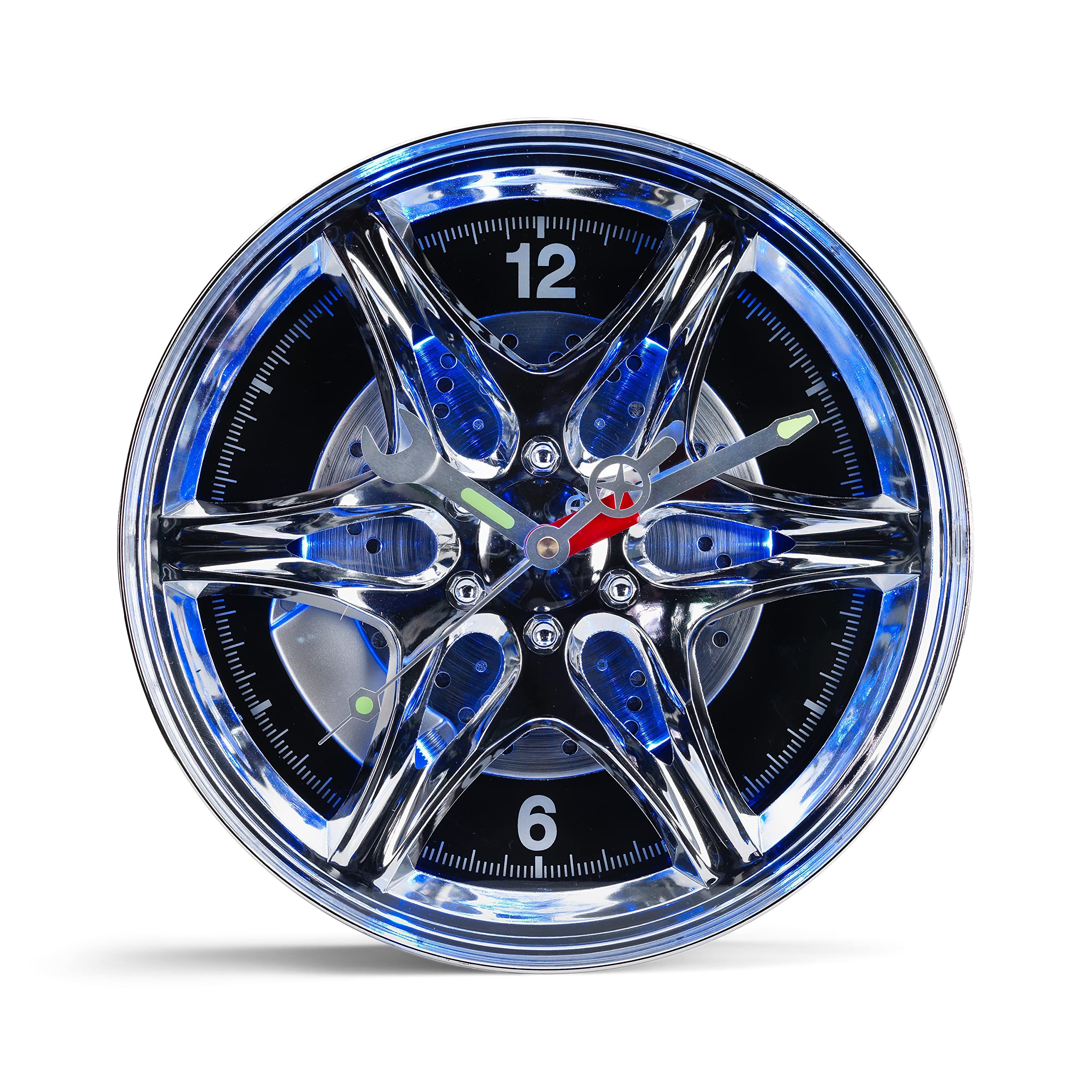 RED5 LED Light Up Neon Effect Car Alloy Wheel Rim Theme Wall Mountable Clock