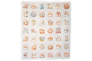 Lalikul Fabrics Beige/Cream. Cotton Charm Packs, Fat Quarters Bundles, 42 Different Motifs. Ideal for Quilts, Sewing, Blankets, and I Spy Games for Kids, 36" x 31" Continuous Panel