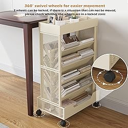 COVAODQ Book Cart with Wheels Mobile Bookshelf