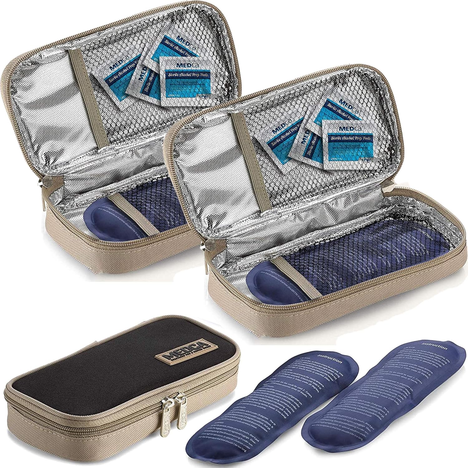 Insulin Cooler Travel Cases - (Pack of 2) Insulated Portable Diabetic Pouches with 4 Gel Ice Packs Reusable Lightweight & Durable Organizer Bag Coolers for Medications Diabetes Supplies: Health & Personal Care