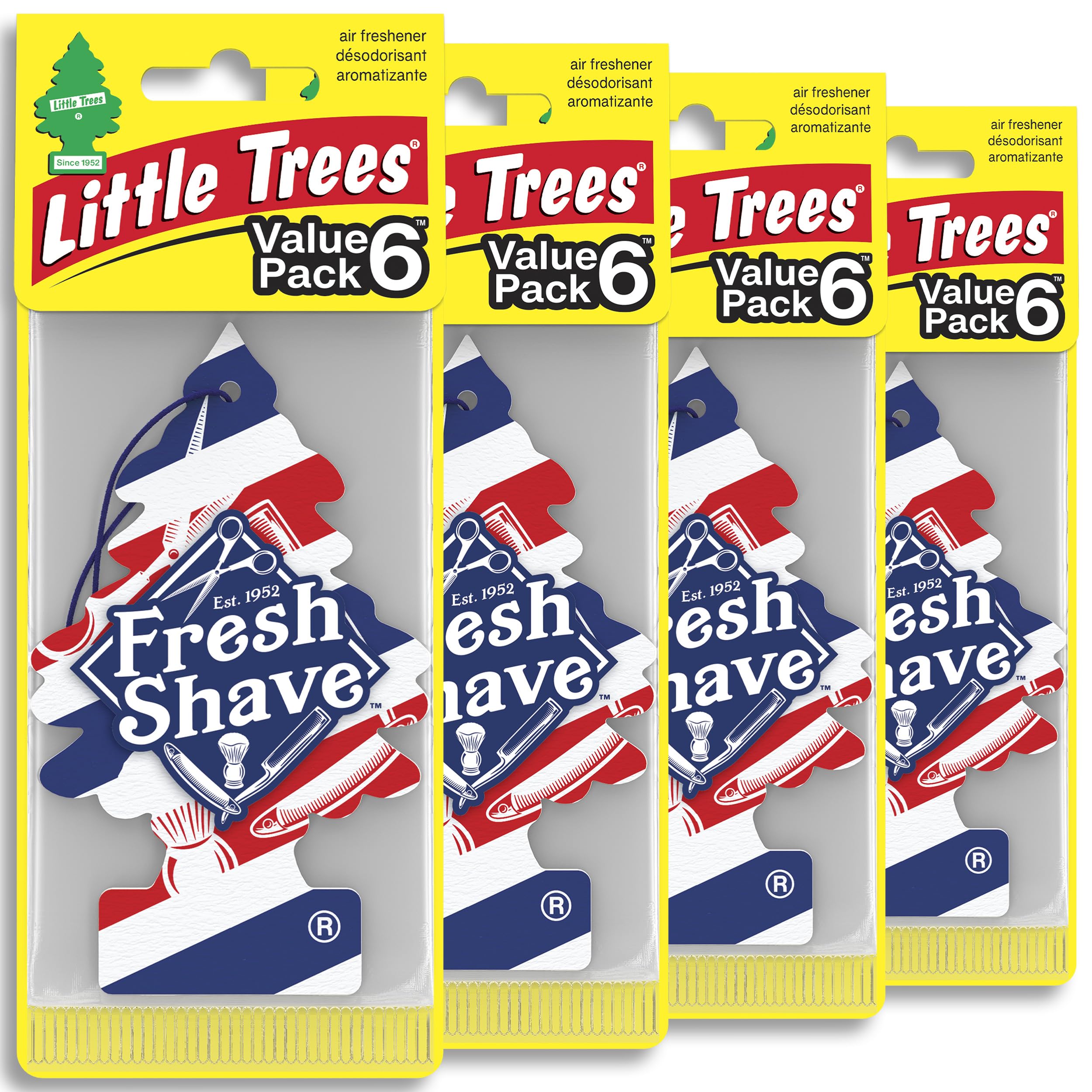 LITTLE TREES Car Air Freshener | Hanging Tree Provides Long Lasting Scent for Auto and Home | 24 Air Fresheners |Fresh Shave