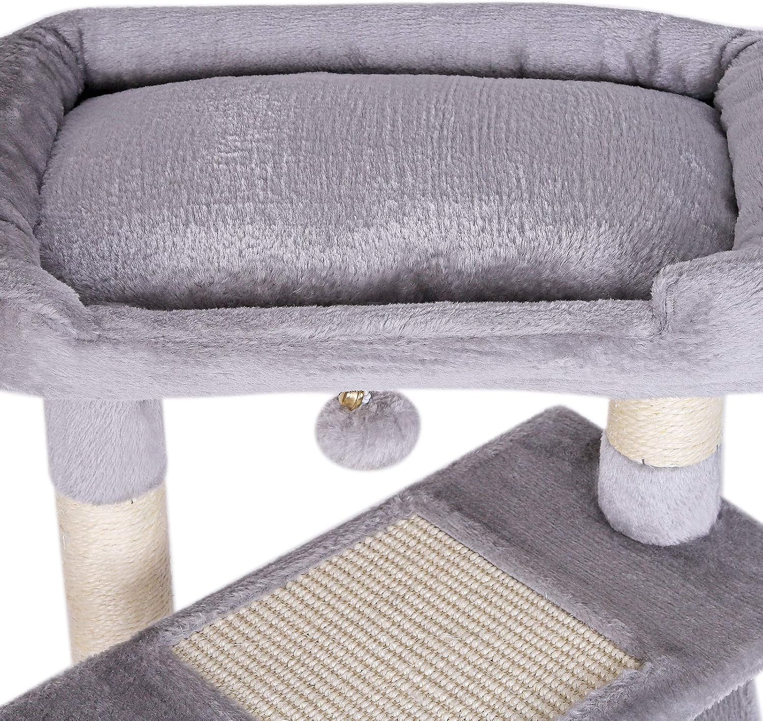 lionto Scratching tree for cats with cozy lying area & cave, height 75 cm, cat tree with sisal rope & soft plush - Image 5