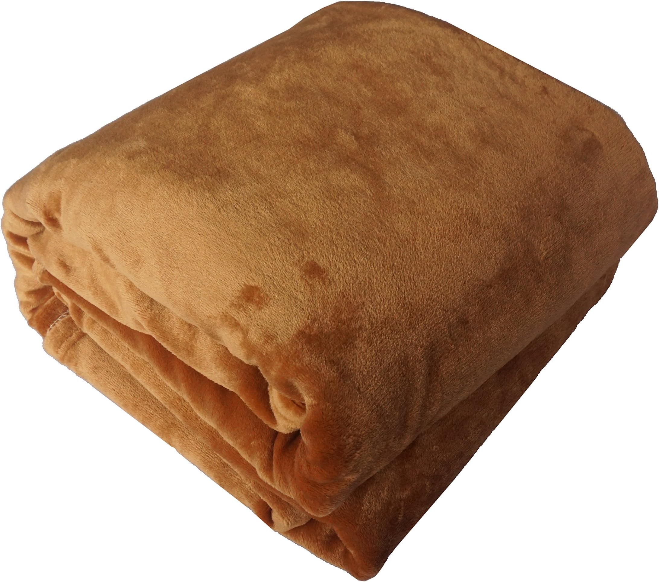 Deluxe Microfibre Fleece Super Soft Touch Snug Flannel Blanket / Sofa Bed Throw, light brown, 150 x 200 cm