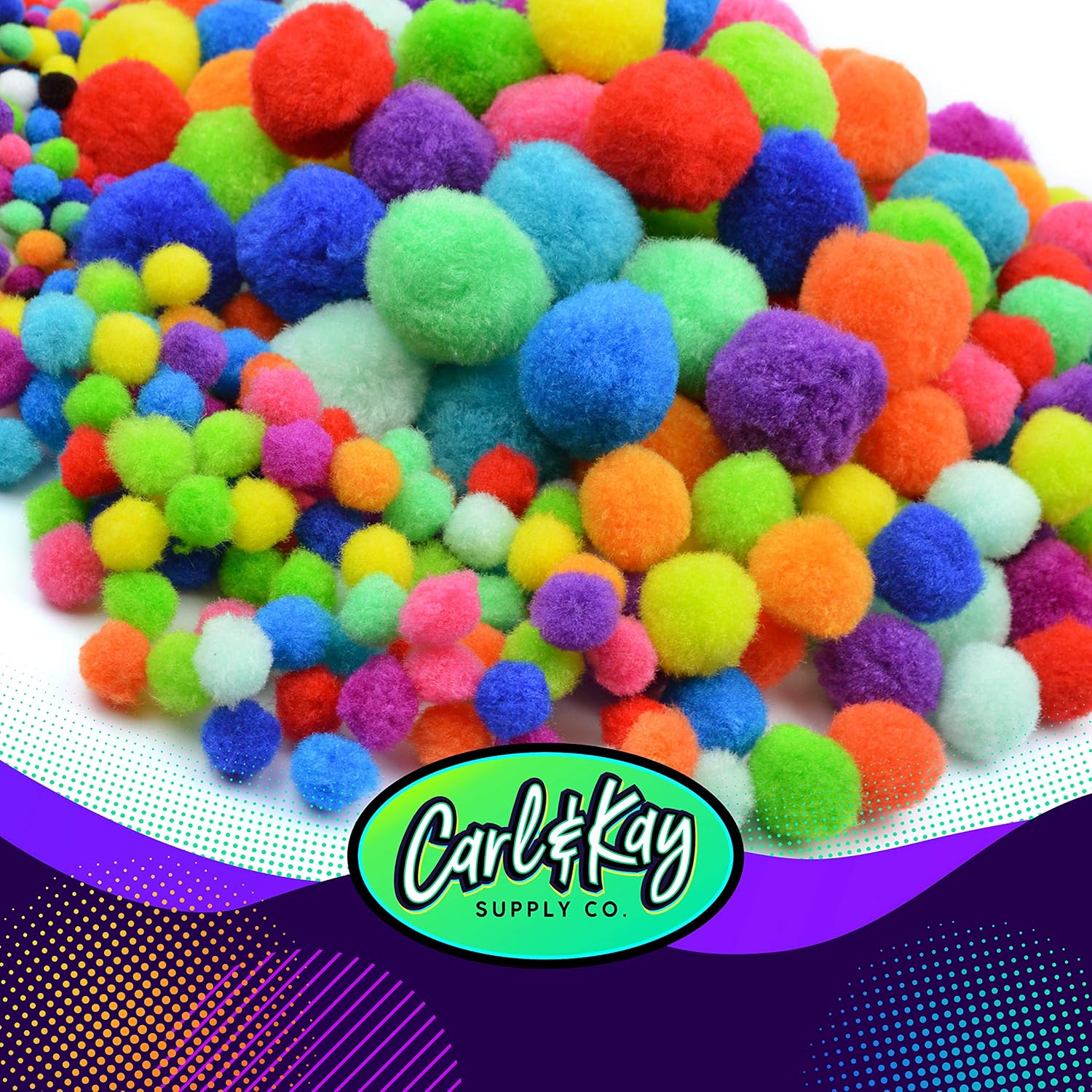 Carl & Kay Jumbo Assorted Size 360 Pom Poms for Crafts, Creative Kid’s Gift, Multi Colored Big Pompoms, Jumbo & Large Craft Pom Pom Balls: Arts, Crafts & Sewing