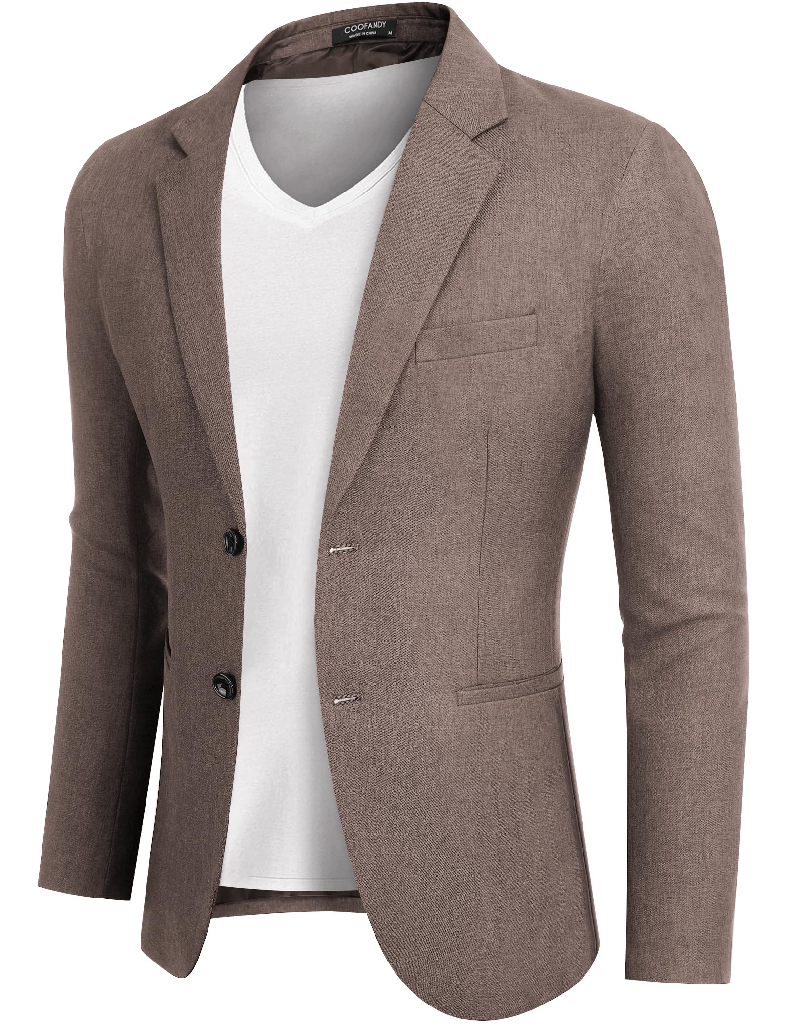 Photo 1 of COOFANDY Mens Slim Fit Blazer Casual Lightweight Sports Coat Texture Tuxedo with Pockets Khaki size XL 