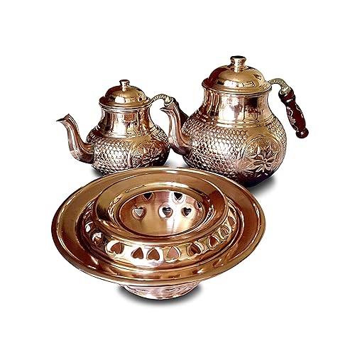 Copper Stovetop Teapot Set with Teapot Warmer, Tea Kettle for