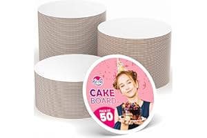 Riccle Cake Boards 10 Inch Round Pack of 50- Smooth Edged 10" Board, Disposable - Sturdy - White Cardboard Circles -Food Grade