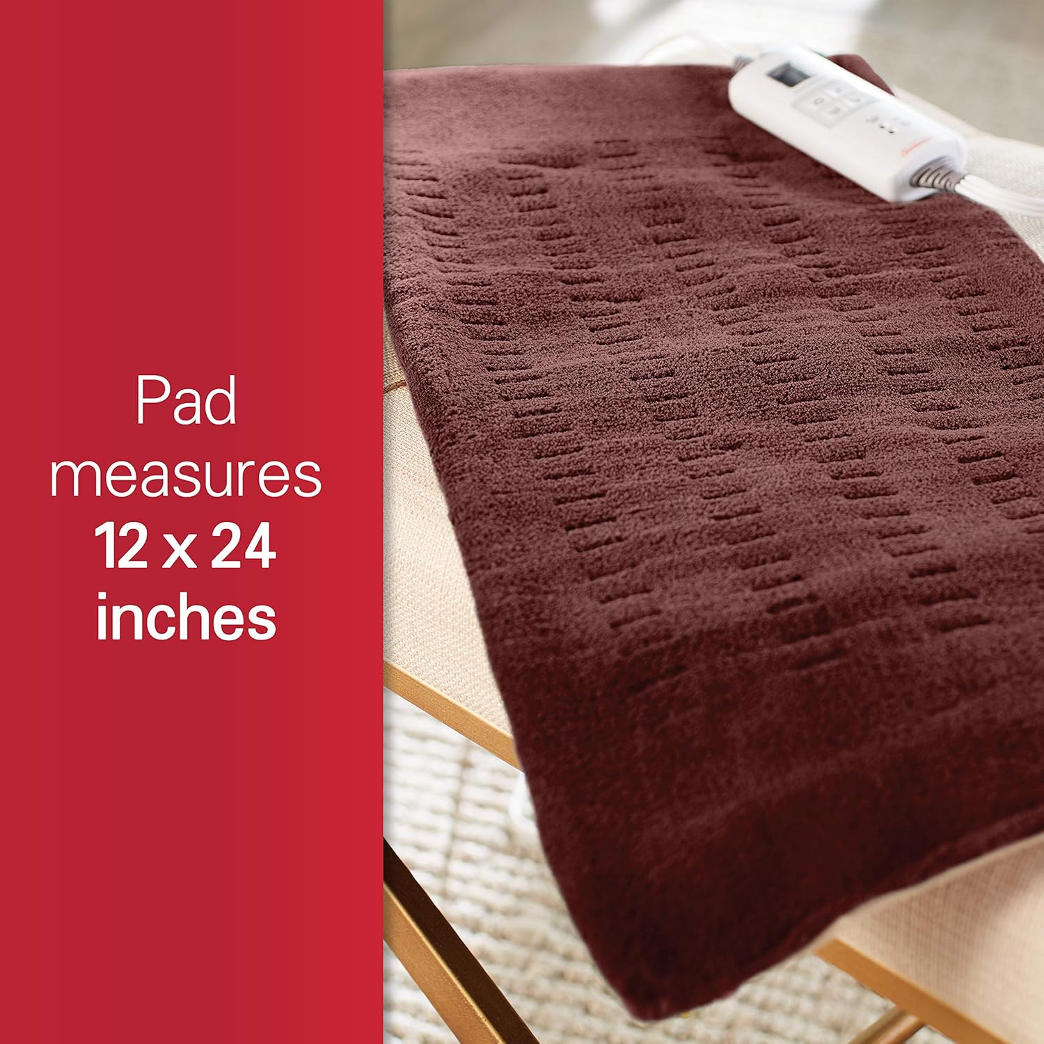 Sunbeam 002013-511-000 Xpressheat Heating Pad, Burgundy, 12 x 24-inches: Health & Personal Care