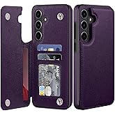 Bizzib for Samsung Galaxy S24 FE Case Leather Wallet with Card Holder, Flip Cover Kickstand Magnetic Closure Shockproof Heavy Duty Protective Case for Samsung Galaxy S24 FE,Deep Purple