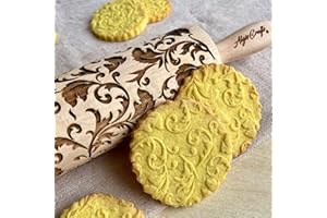 ROYAL Rolling pin. Wooden engraved rolling pin with classic flowers. Birthday gift. Gift for mother. Embossed roller for home