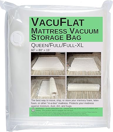 Vacuflat Foam Mattress Vacuum Storage Bag Queen Full Full Xl Amazon In Home Kitchen How To Compress Memory Foam Mattress