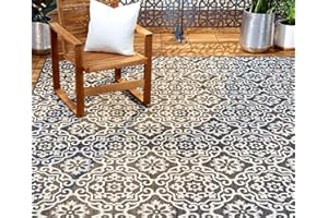 Nicole Miller New York Patio Country Danica Transitional Geometric Indoor/Outdoor Area Rug, Black/Grey, 3'11"x5'2"