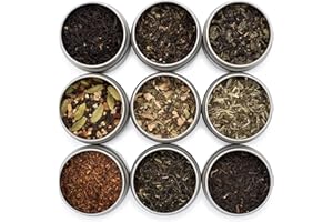 Golden Moon Tea Variety Pack - 9 Loose Leaf Tea Sampler - Organic Black, Green, White, and Herbal Teas Gift Set