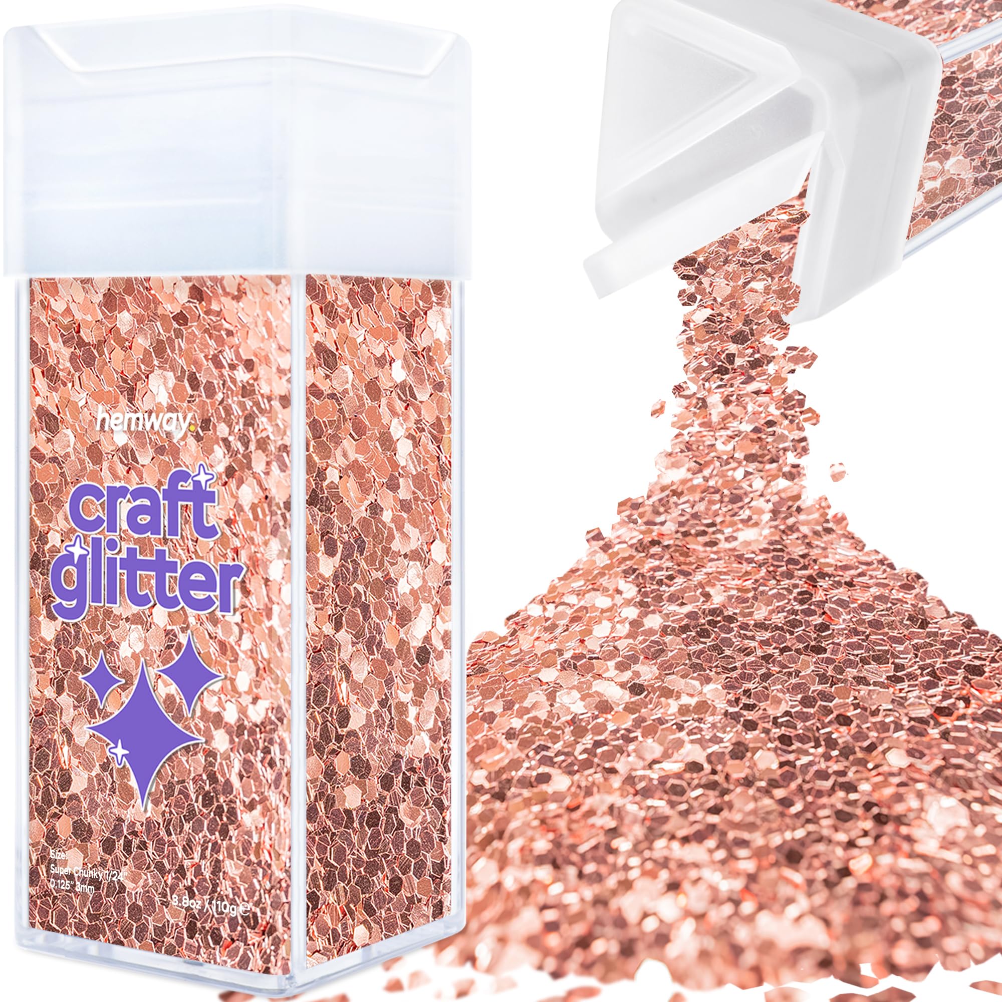 Hemway Glitter Shaker Rose Gold 110g Super Chunky, Craft Glitter Shaker for Resin & Epoxy Crafts, Christmas Art Supplies, Nail, Body, Face, Eye, Festival, Crafting, Slime, Sparkle โ image 1