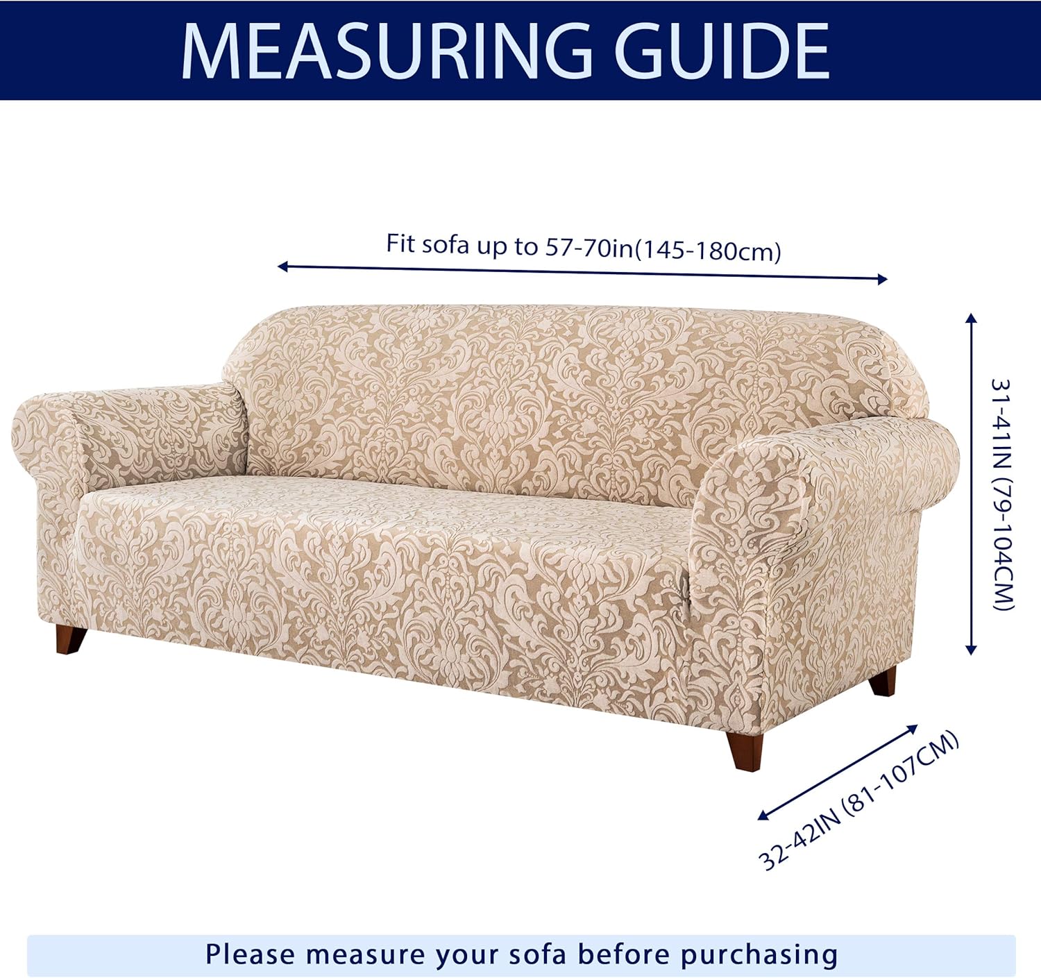 subrtex Sofa Slipcover 1-Piece Jacquard Damask Couch Cover High Stretch Furniture Protector for Armchair in Living Room for Kids, Pets(Small,Light Smoky Gray): Home & Kitchen