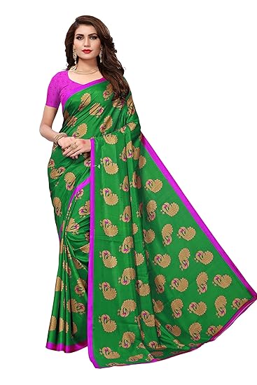 Winza Designer Womens kalamkari bhagalpuri Saree With Blouse (GOPALA)