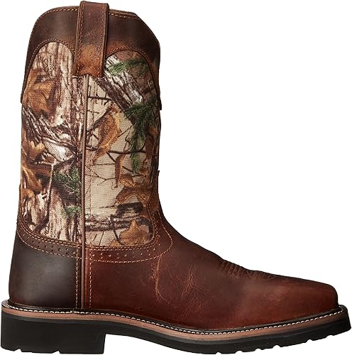 justin men's rugged tan stampede steel toe work boots