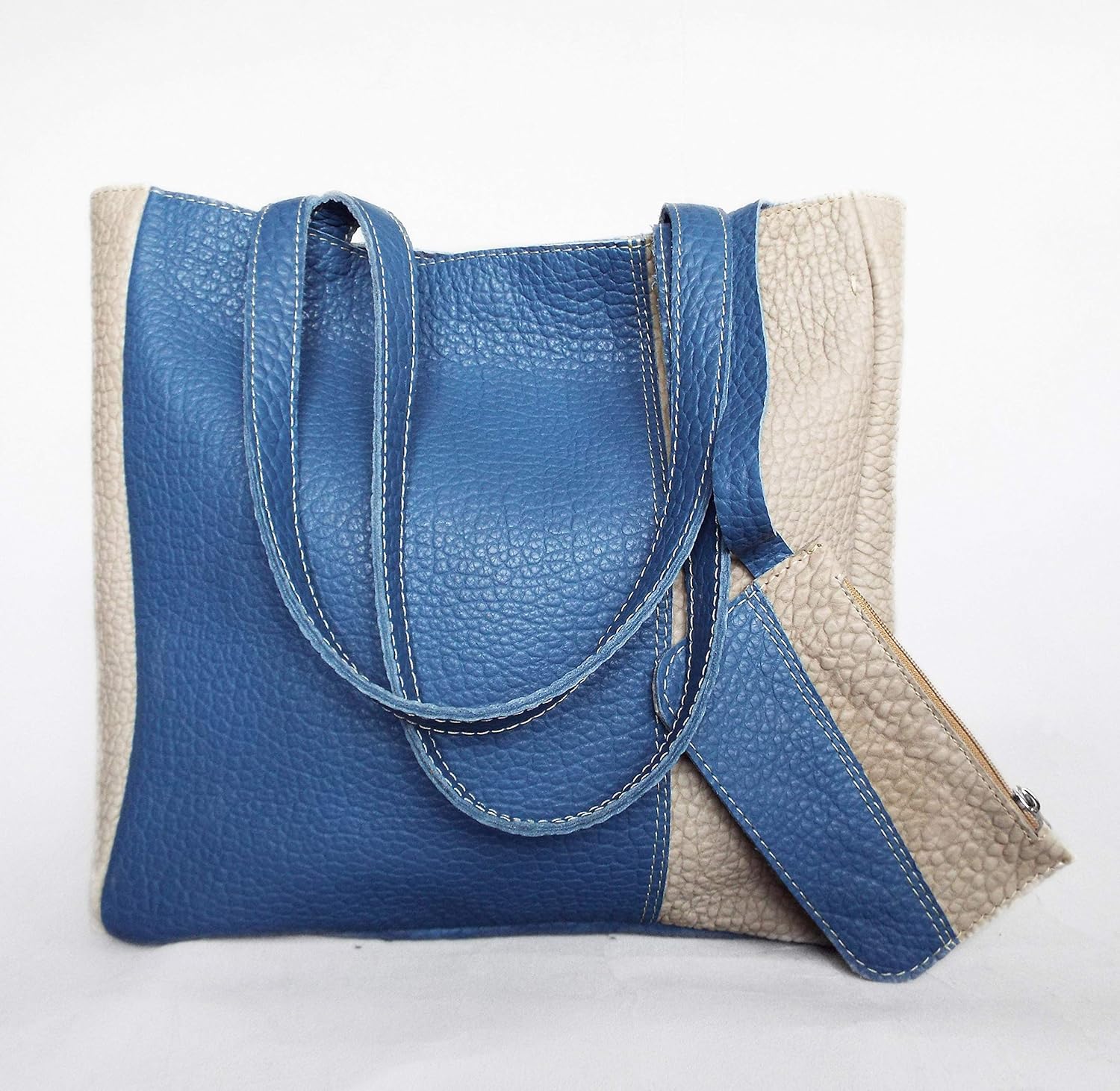 large blue handbag