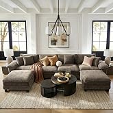 HERA'S HOUSE 158" Oversized Modular Sectional U Shaped Sofa,Chenille Ash | 6-Seater Living Room Couches, Wider Armrest and Deep Seat, Comfy Cloud Couch with Ottoman, Light Gray