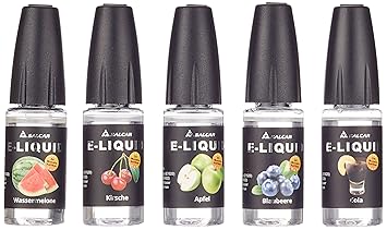 Salcar 5x10ml E-Liquid f¨¹r E-Zigarette, 0,0mg Nikotin, VG70%/PG30%, Apfel, Kirsche, Blaubeere, Wassermelone, Cola?