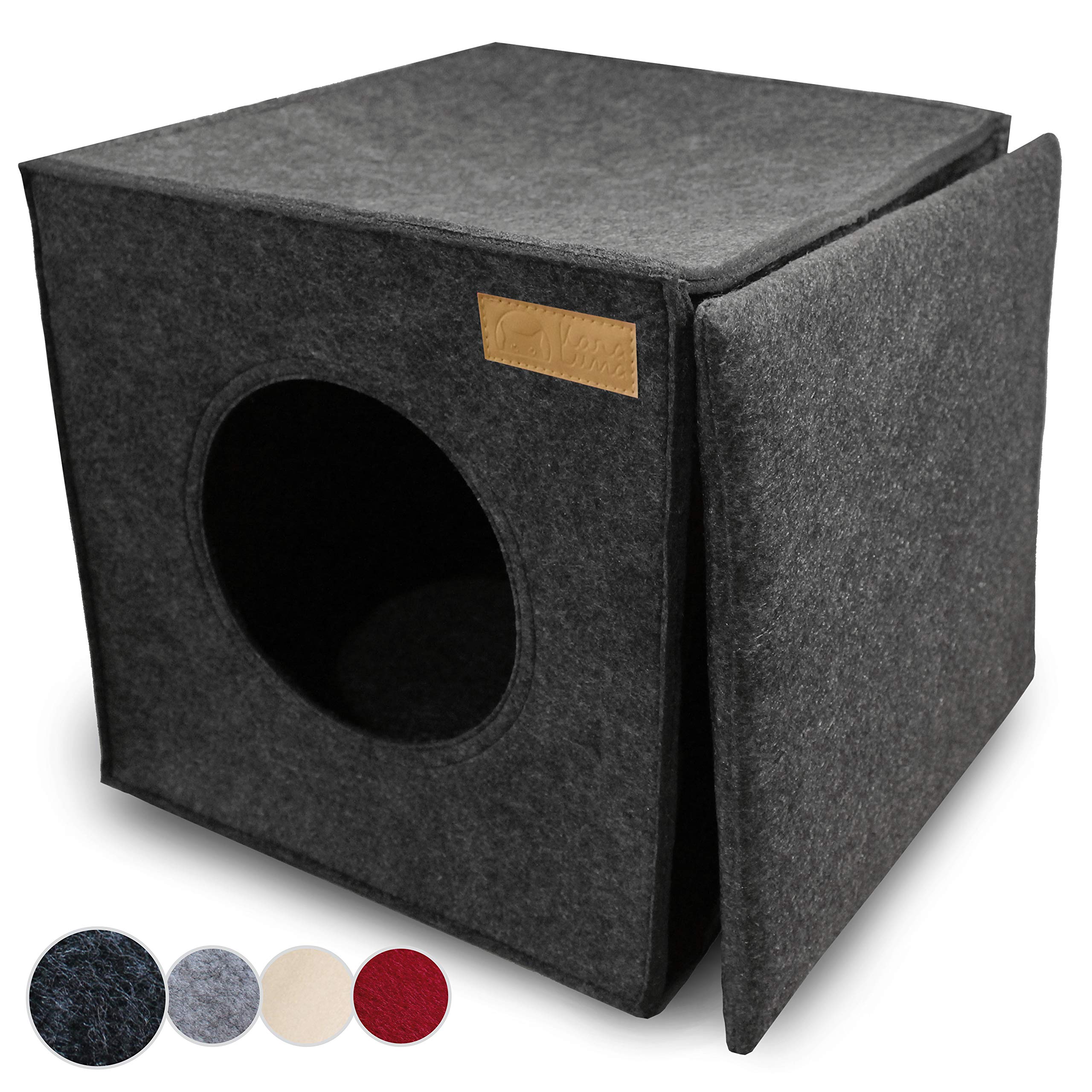 KaraLuna Felt Cat Cave for Shelf e.g. IKEA Kallax or Expedit I Cuddly Cave Shelf I Cat Cave for 2 Cats or Large Cats I Cat Sleeping Place Cat Basket Felt (Light Grey)