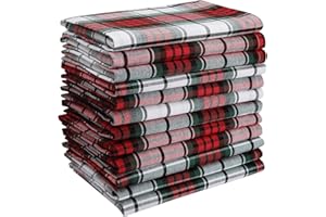 DG Collections Dinner Napkins, 100% Cotton Over Sized Kitchen Napkins, Set of 12 Pack (19 x 19 Inch) Red/White/Green Plaid Napkin for Christmas and Thanksgiving