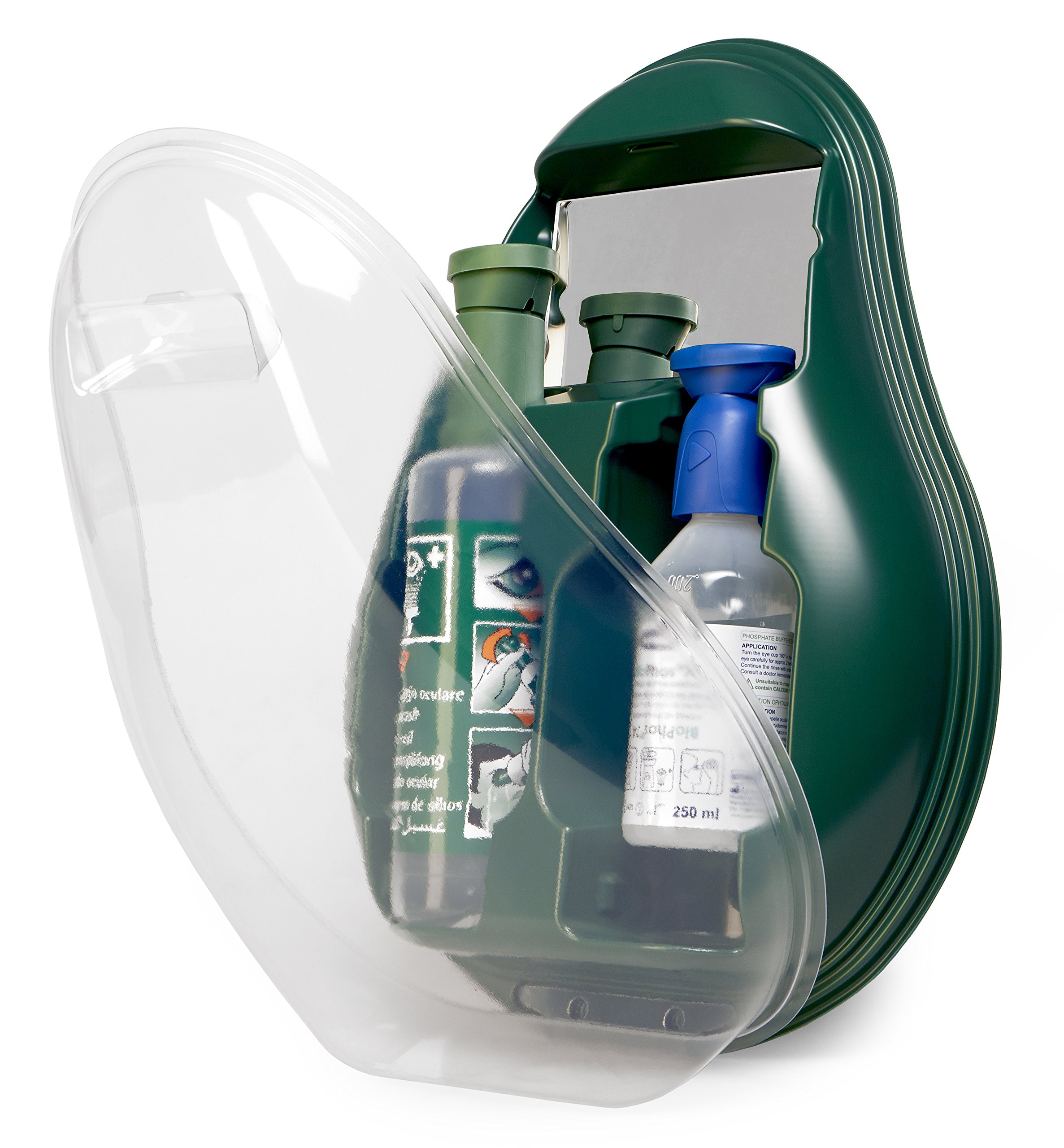 Medx5 emergency eye shower, eye wash station with mirror Set: 500ml NaCl und 250ml Pufferlösung