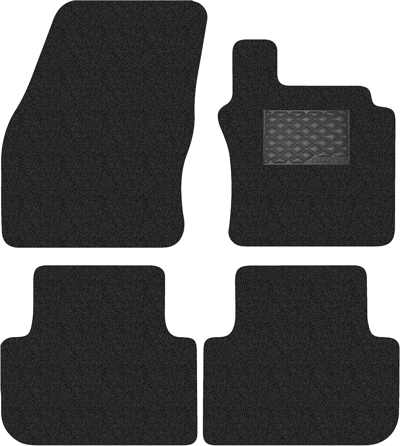 Nicoman Spaghetti All-Weather Fully Tailored Car mats Fit2016-2019 Tiguan MK2 SUV(Full Set 4-Piece,Black)