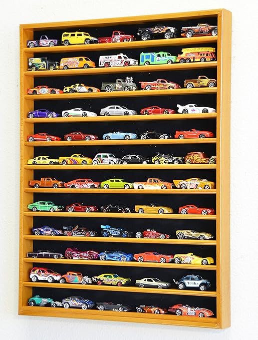 wooden matchbox car display case